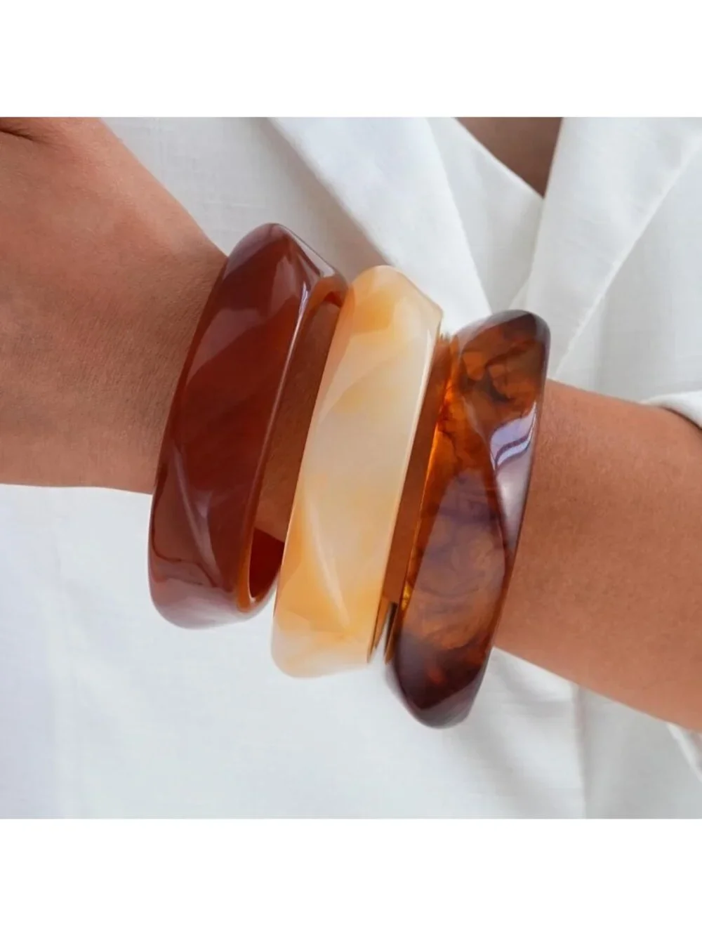 Colorful Chunky Resin Acrylic Bangle Bracelets Set | Geometric Statement Jewelry